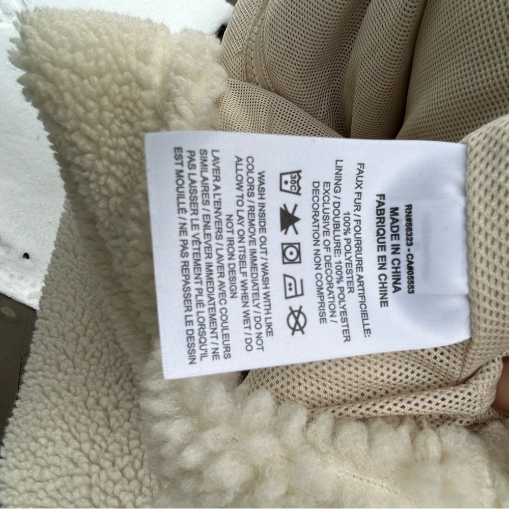 Nike Sportswear Swoosh Oversize Sherpa Jacket Women XL Rattan Sail DV7073206 NWT - Picture 10 of 13